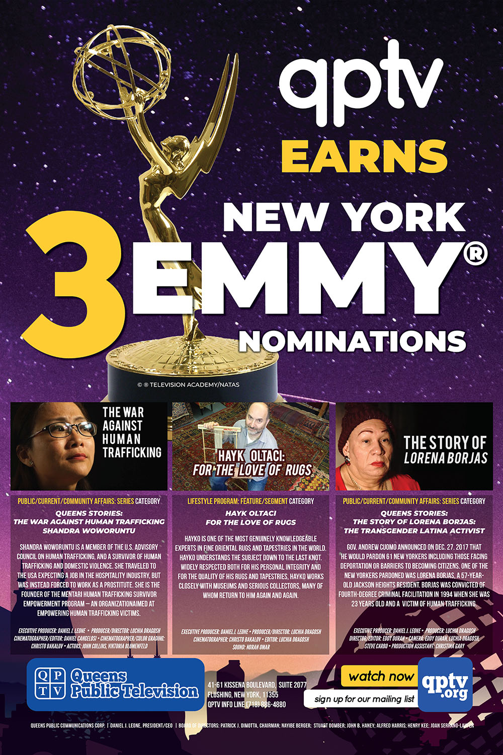 QPTV Earns New York Emmy Nominations in 2020 Queens Public Television